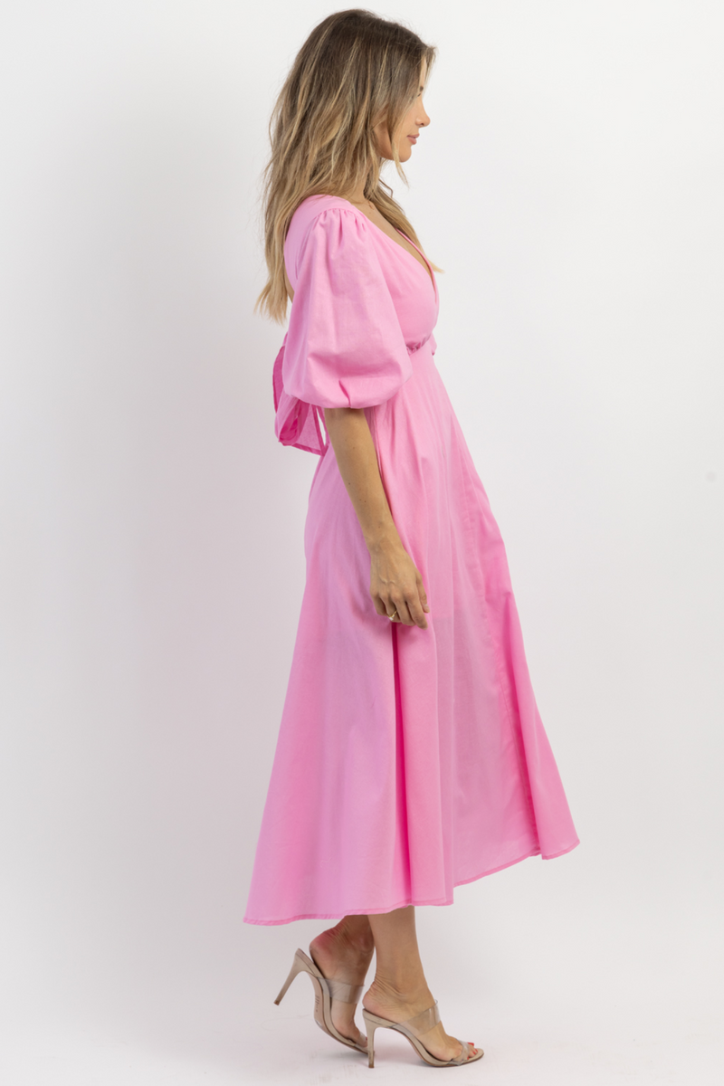 SUTTON PINK PUFF SLEEVE MAXI DRESS *BACK IN STOCK* – L'ABEYE