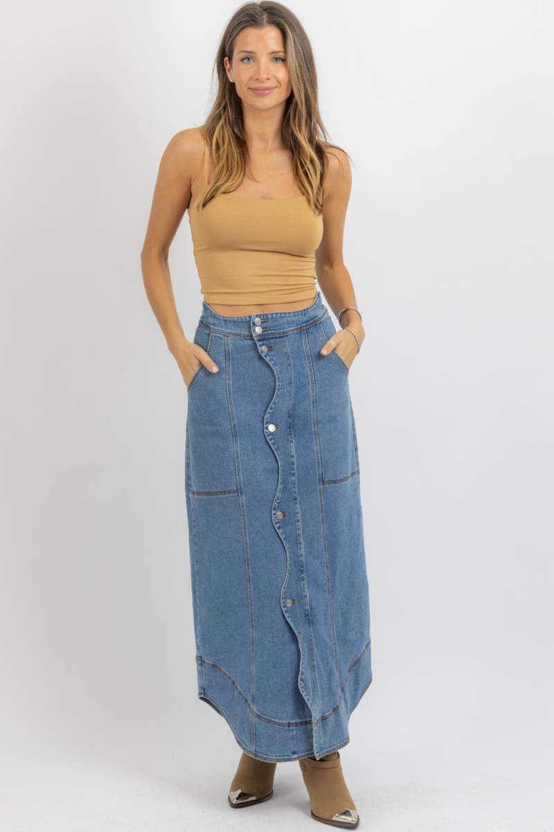 SUTTON SCALLOP DENIM SKIRT