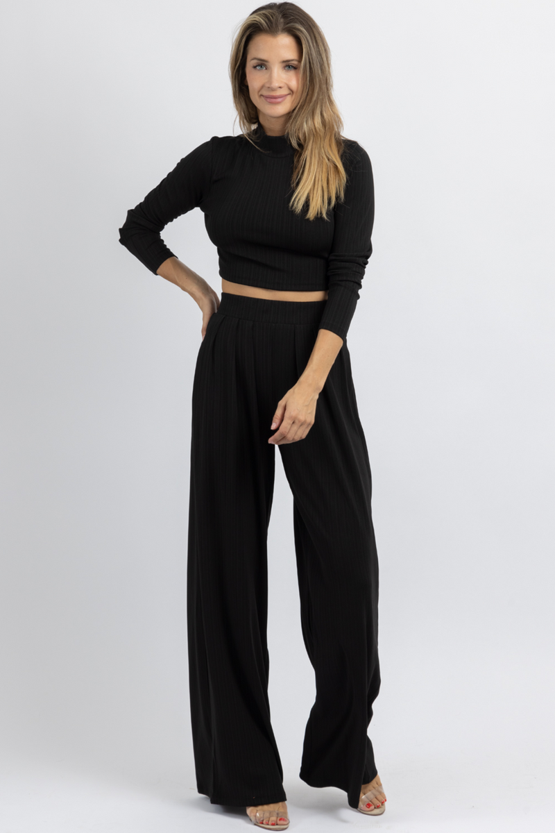 STEP OUT BLACK PALAZZO PANT SET