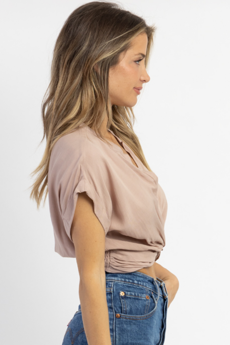 SUMMER OF LOVE MAUVE TWISTED CROP TOP *BACK IN STOCK*