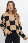 CECE NEUTRAL CHECKED CONTRAST SWEATER *RESTOCK COMING SOON*