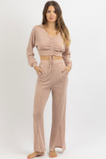 TERRACOTTA TIE CROP + FRONT SLIT PANT SET