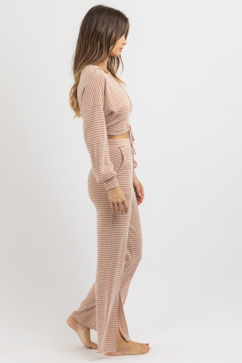TERRACOTTA TIE CROP + FRONT SLIT PANT SET
