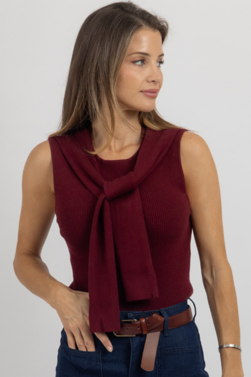 CENTRAL PARK CRIMSON KNIT TOP