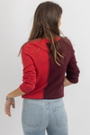 TWO TONE CRIMSON SWEATER