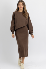 VALENTINA BROWN KNIT SKIRT SET *BACK IN STOCK*