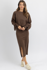 VALENTINA BROWN KNIT SKIRT SET *BACK IN STOCK*