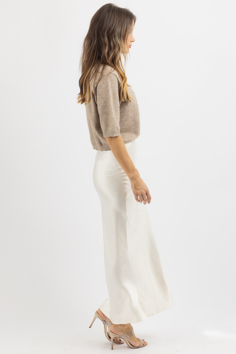 THE VALERIE CREAM SATIN SKIRT