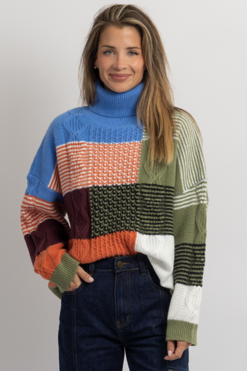 VANCOUVER MULTI-PATCHWORK KNIT SWEATER