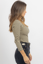 VERO OLIVE STRIPED TOP