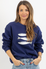 VINTAGE CATCH NAVY GRAPHIC PULLOVER