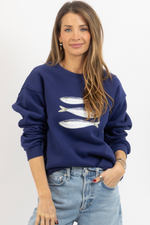 VINTAGE CATCH NAVY GRAPHIC PULLOVER