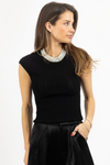 VIVI BLACK PEARL TRIM TOP