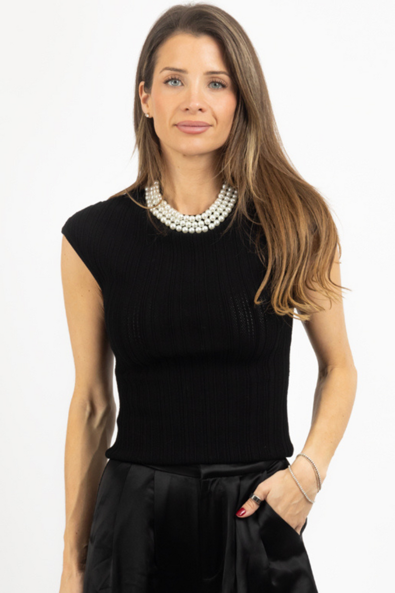 VIVI BLACK PEARL TRIM TOP