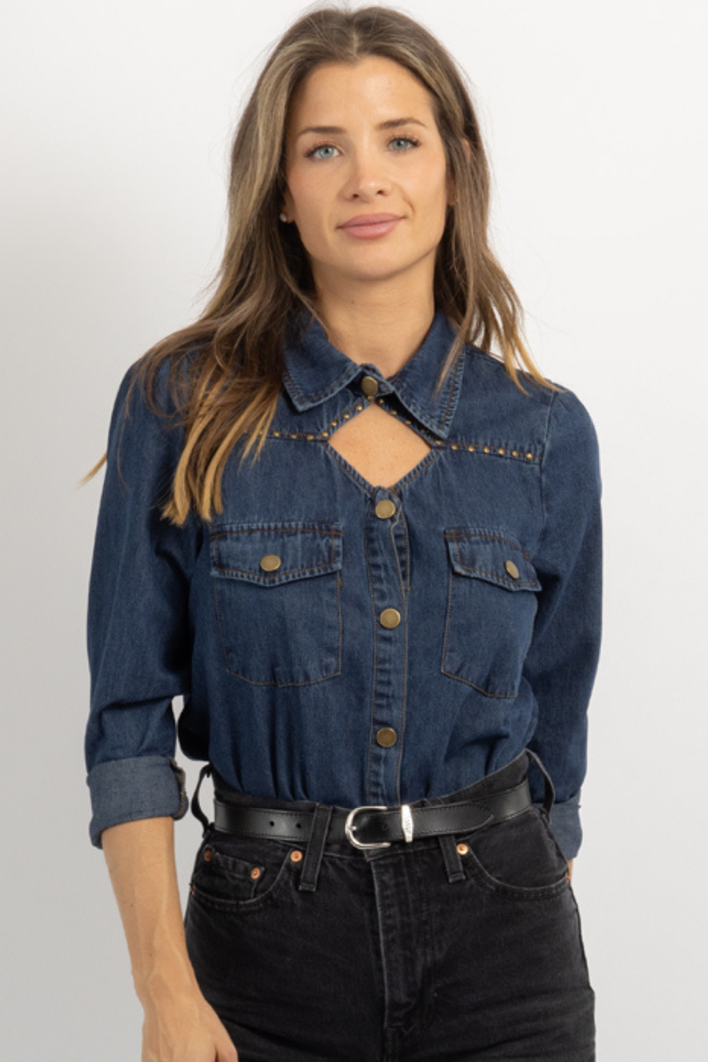 WANDERER DENIM STUD TOP