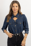 WANDERER DENIM STUD TOP