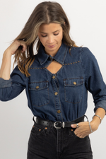 WANDERER DENIM STUD TOP