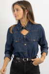 WANDERER DENIM STUD TOP