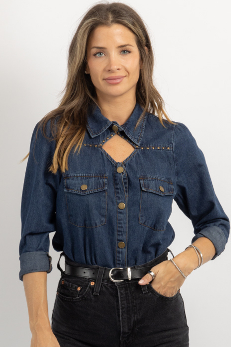 WANDERER DENIM STUD TOP