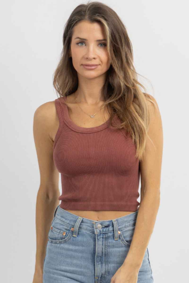 WASH OUT FIG RIBBED TANK