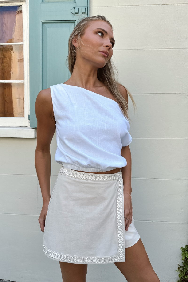 WAVE TRIM LINEN SKORT