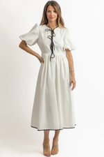 WELLES BLACK LEATHER TRIM DRESS