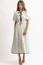 WELLES BLACK LEATHER TRIM DRESS