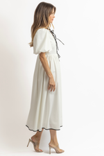 WELLES BLACK LEATHER TRIM DRESS