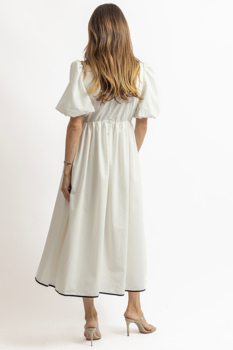 WELLES BLACK LEATHER TRIM DRESS
