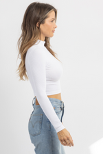 WHITE MOCK + CROP LONGSLEEVE TOP *BACK IN STOCK*