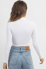 WHITE MOCK + CROP LONGSLEEVE TOP *BACK IN STOCK*