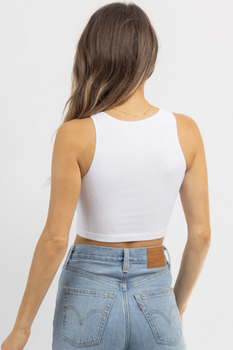 SIMPLICITY WHITE RIBBED TANK *BACK IN STOCK*