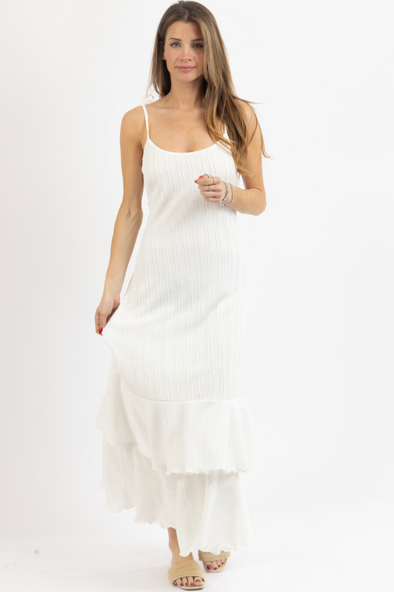 SOLAR TIE STRAP WHITE DRESS