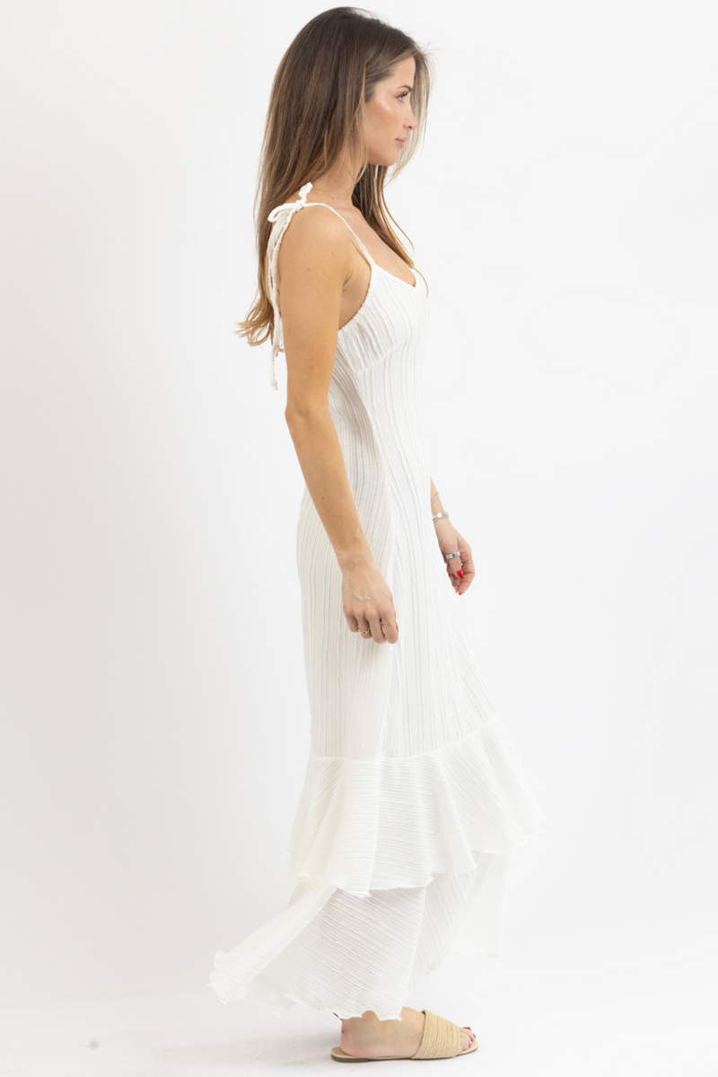 SOLAR TIE STRAP WHITE DRESS