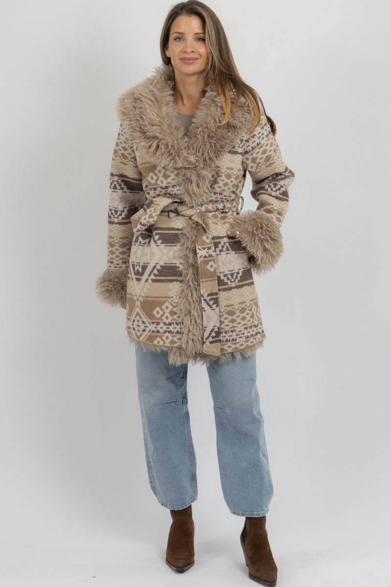 SANTRO FUR BELTED COAT