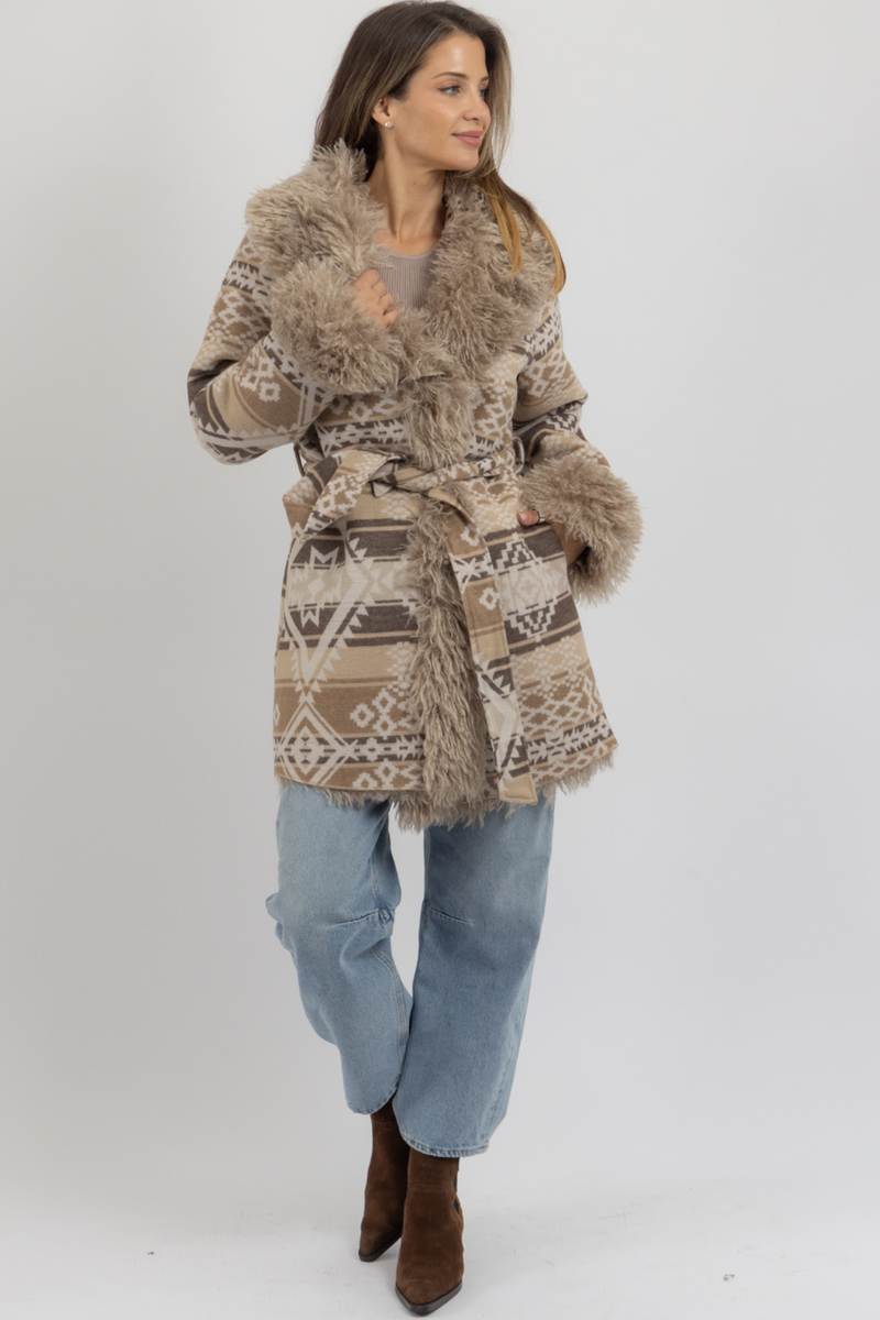 SANTRO FUR BELTED COAT