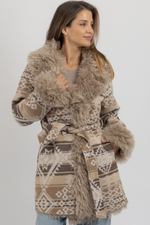 SANTRO FUR BELTED COAT