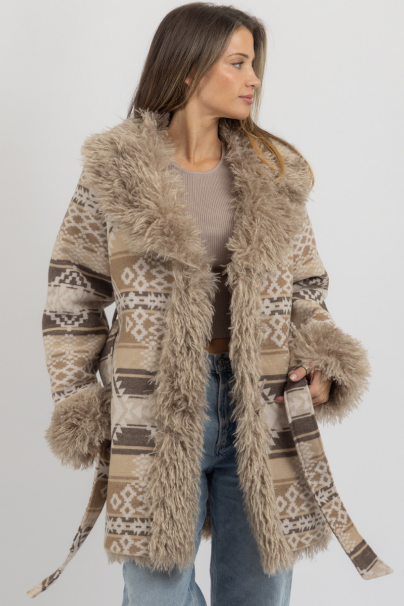 SANTRO FUR BELTED COAT