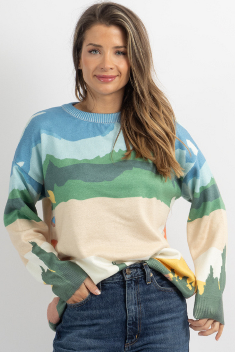 YELLOWSTONE KNIT PRINT PULLOVER