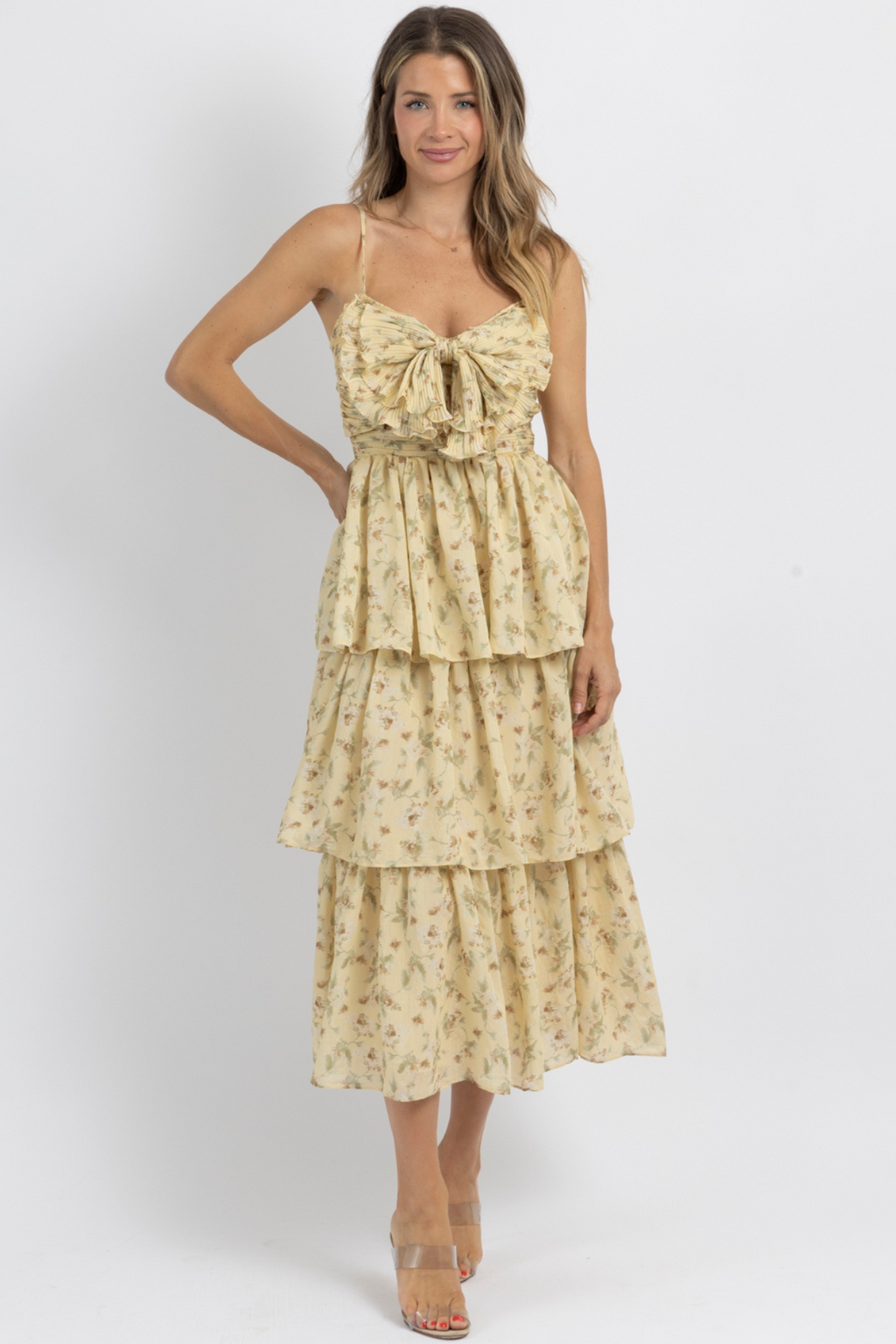 YOURS TRULY TIERED MIDI DRESS