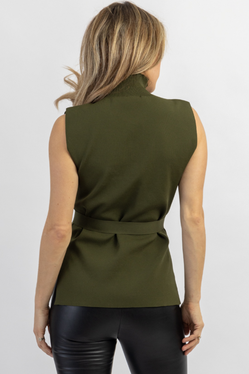 EAST END OLIVE BELTED SWEATER TANK *BACK IN STOCK*