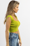 AVERY LIME SQUARENECK KNIT TOP