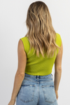 AVERY LIME SQUARENECK KNIT TOP