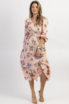 BABY PINK FLORAL BUCKLE MIDI DRESS