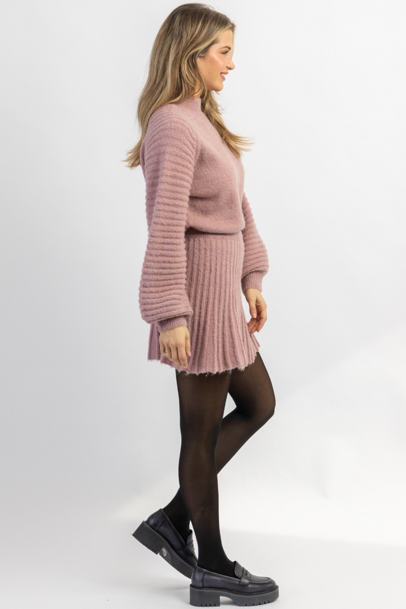 MANHATTAN MAUVE SWEATER SKIRT SET