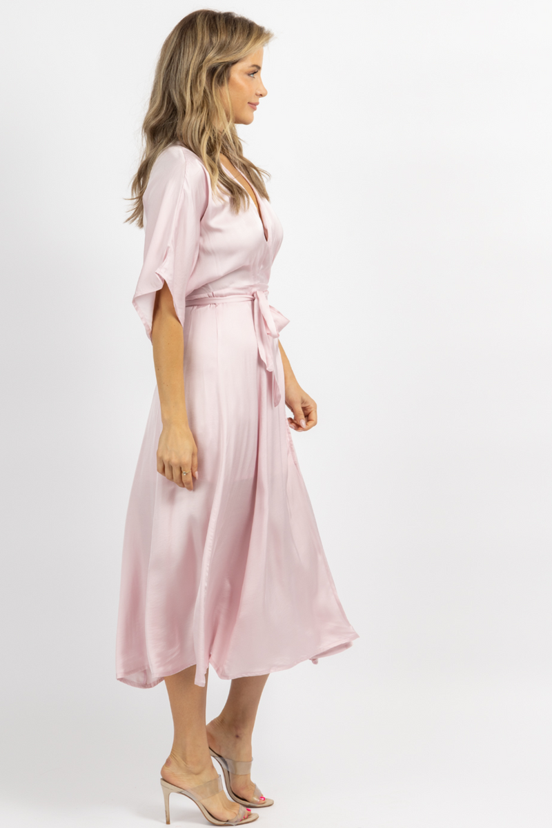 Pale pink top wrap dress