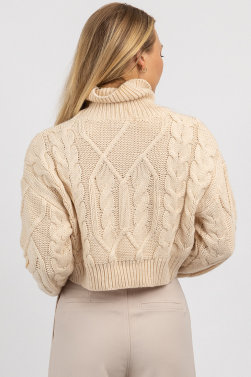 Call Me Cozy Cream Cable Knit Turtleneck Sweater