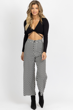 B+W CHECK PRINT WIDE LEG PANT