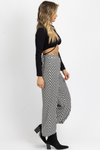 B+W CHECK PRINT WIDE LEG PANT