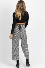 B+W CHECK PRINT WIDE LEG PANT
